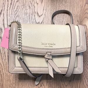NWT MSRP$248 Kate Spade Knott Colorblocked Pebbled Flap Crossbody Warm Stone Bag